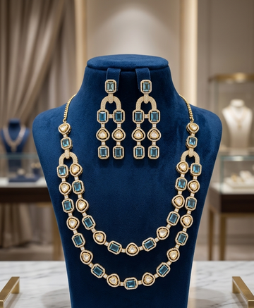 CZ Royal Topaz & Polki Layered Set