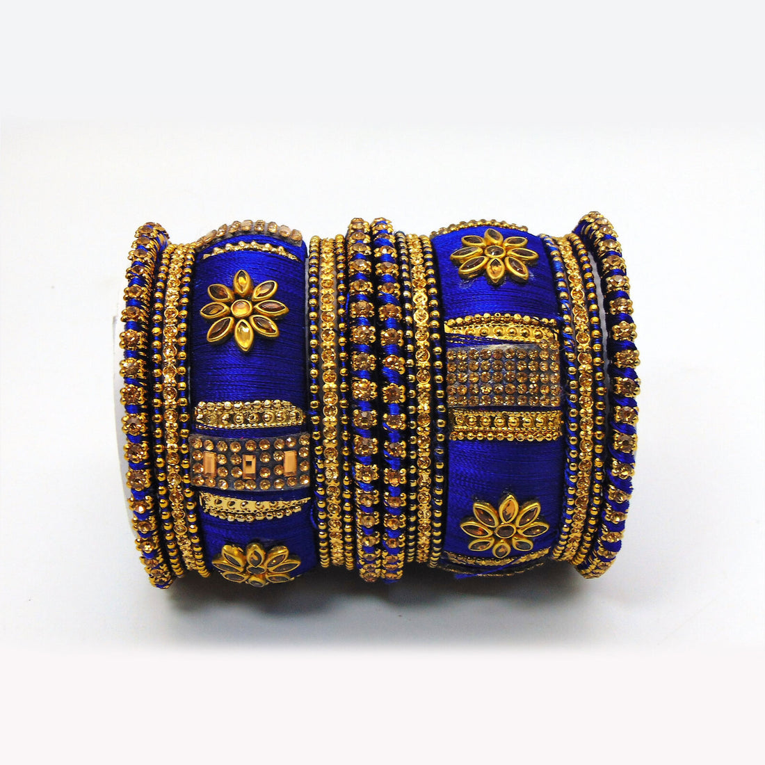 Beautiful Silky Threaded Peacock Blue Bangles