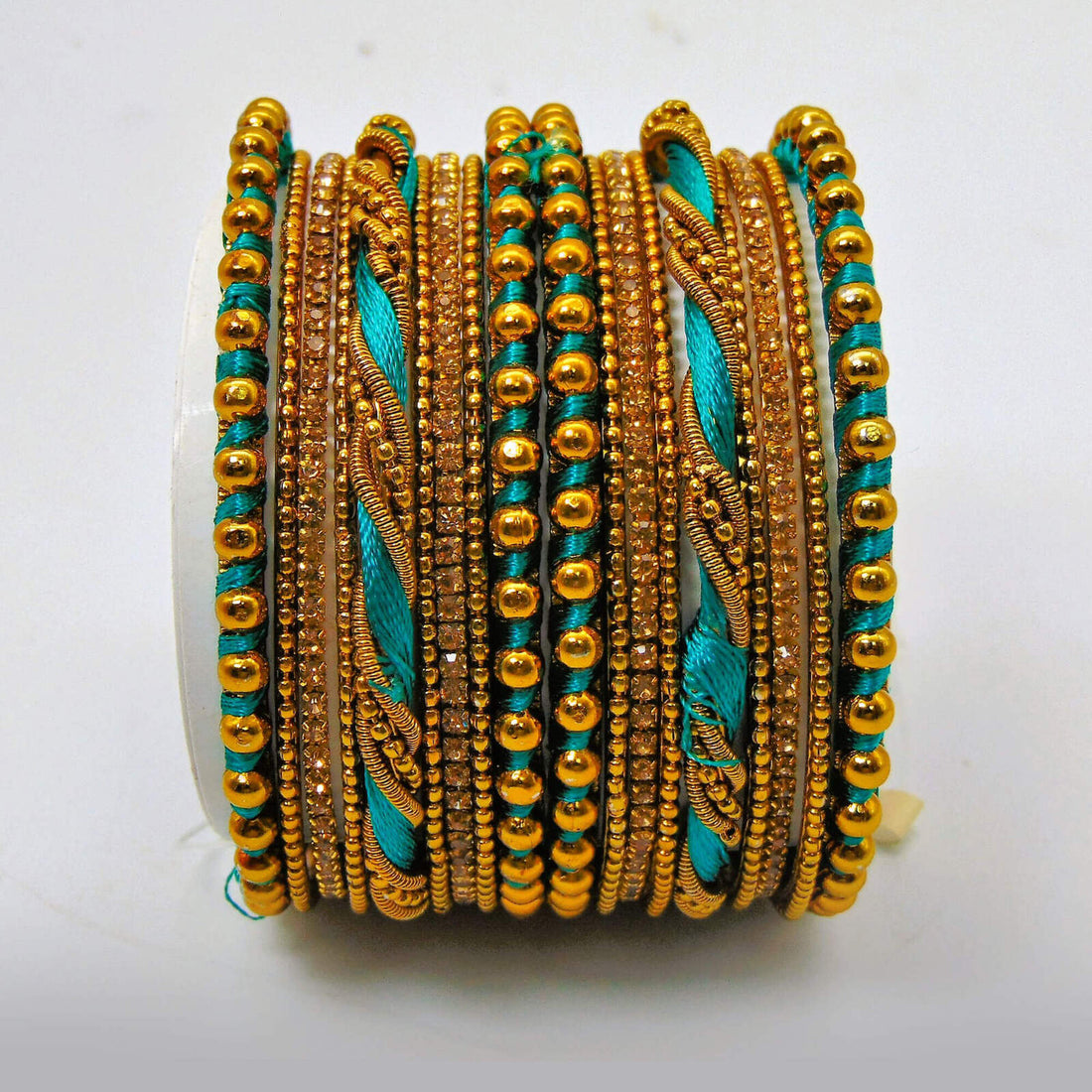Beautiful Silky Threaded Peacock Sea Blue Bangles