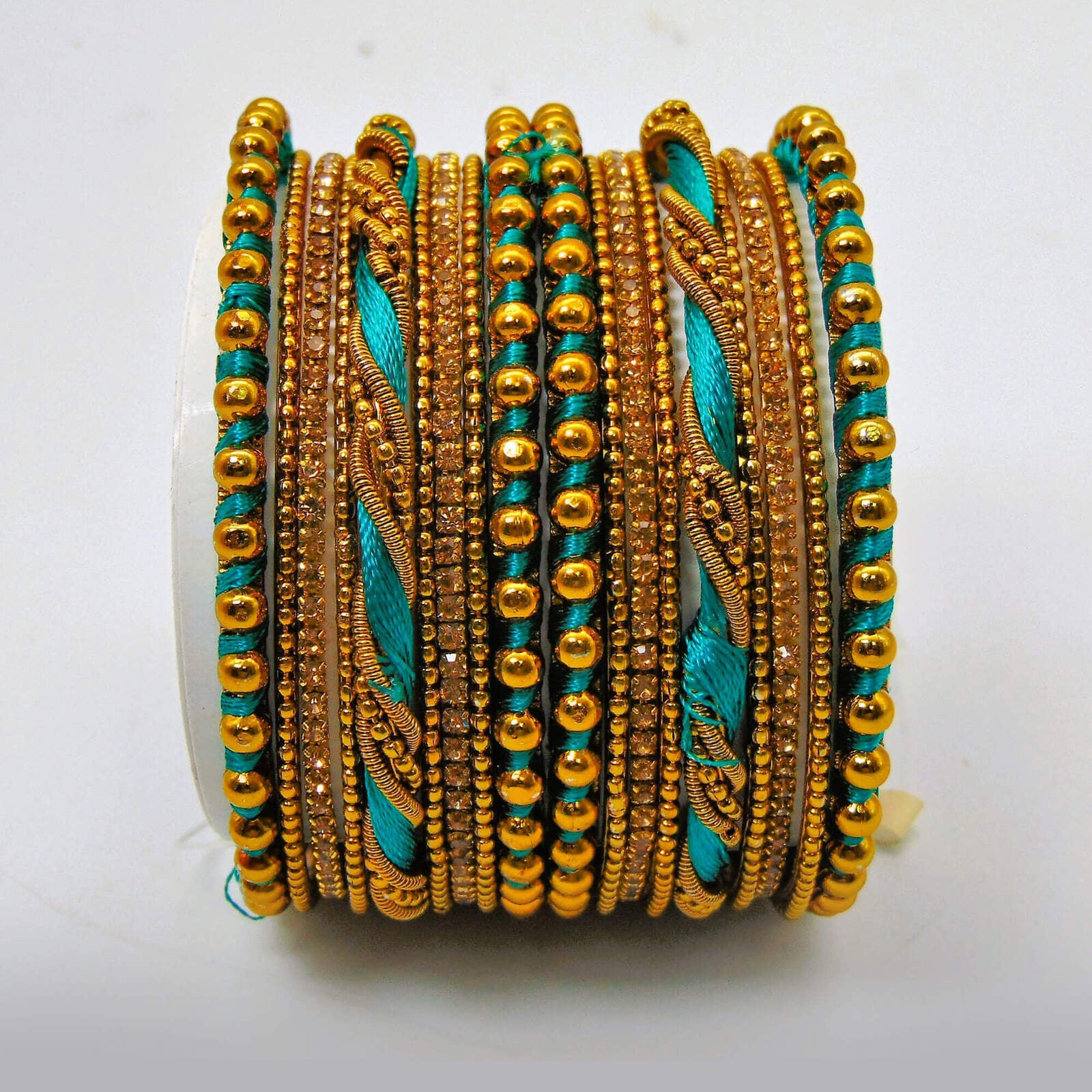 Beautiful Silky Threaded Peacock Sea Blue Bangles