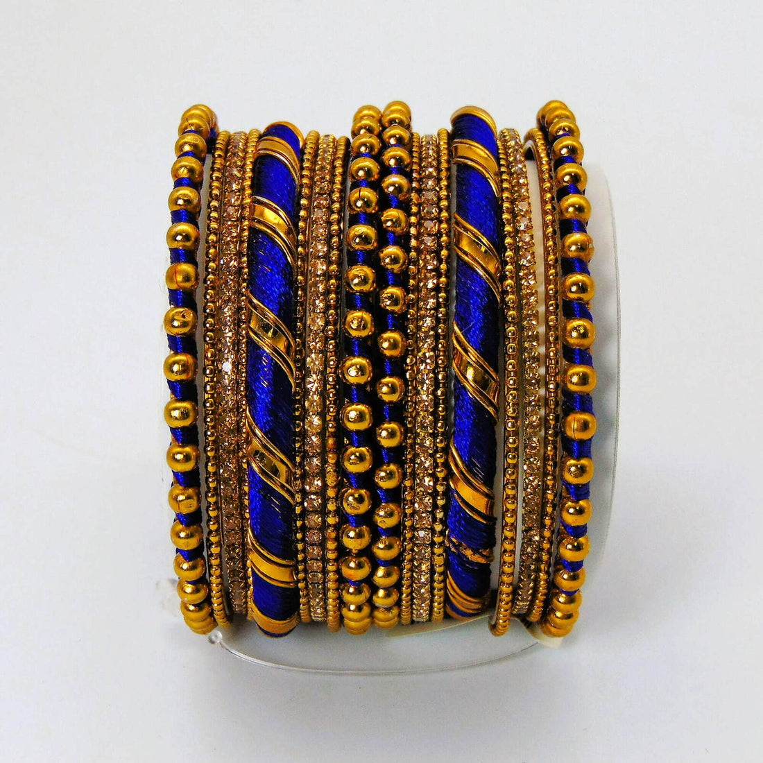 Beautiful Silky Threaded Royal Blue Bangles
