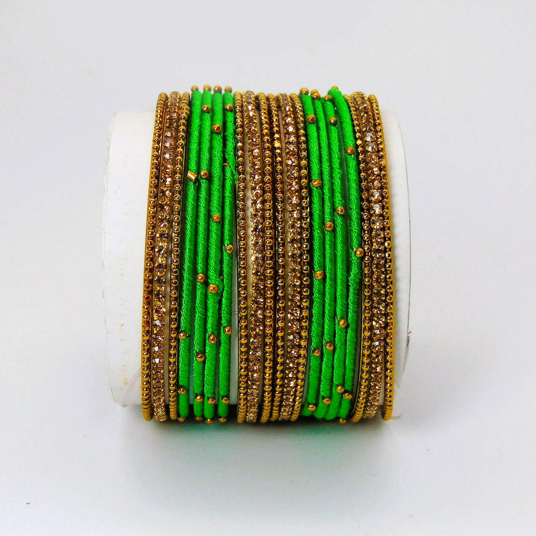 Beautiful Silky Threaded Fresh Green Bangles