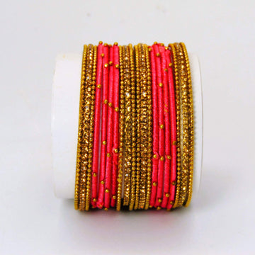Beautiful Silky Threaded Red Orange Bangles