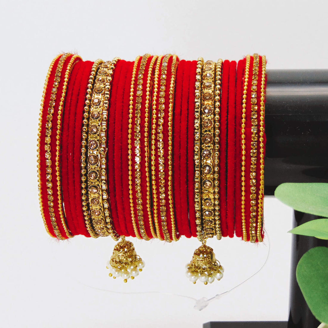Beautiful Silky Velvet Red Bangles