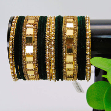 Beautiful Silky Velvet Dark Green Bangles