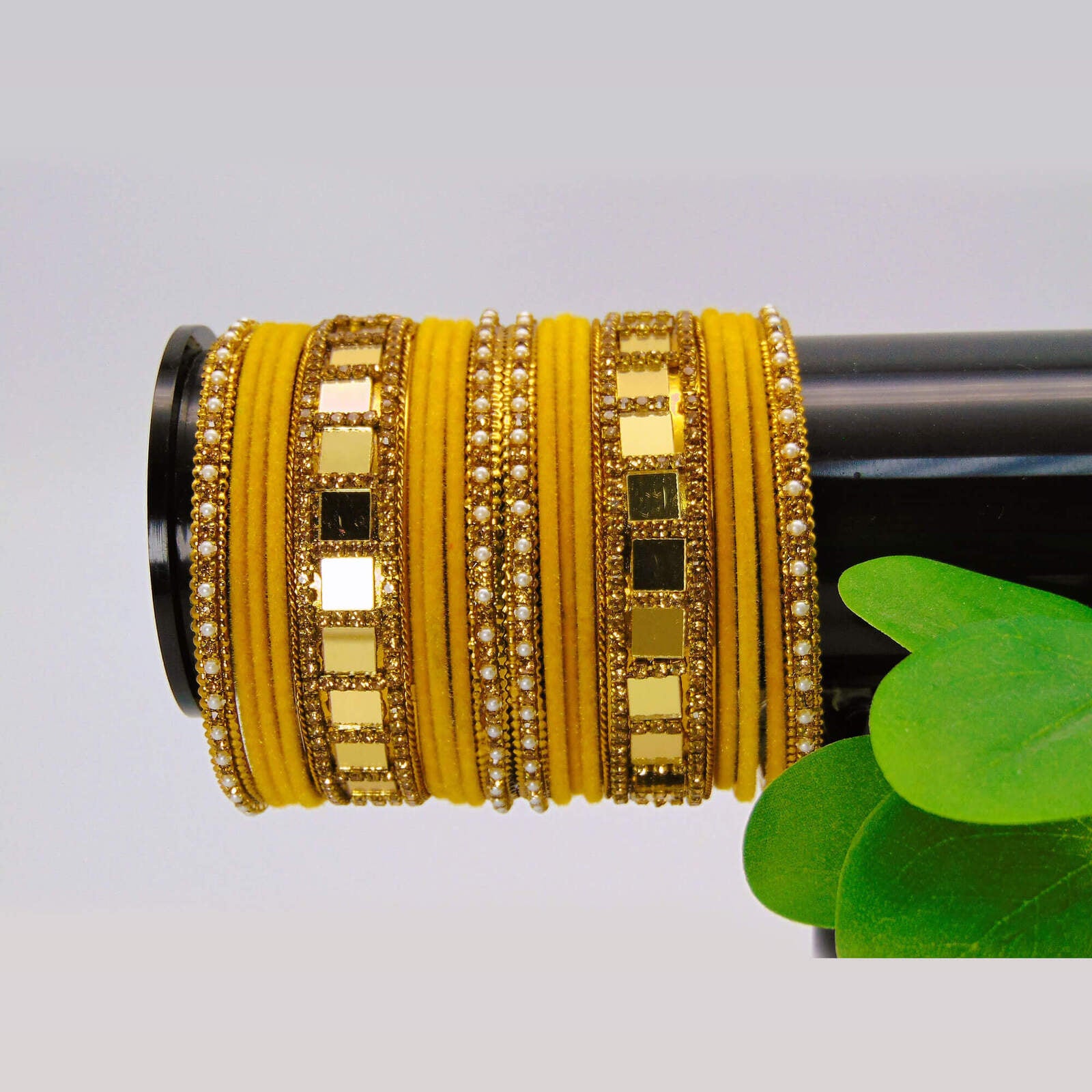 Beautiful Silky Velvet Turmeric Yellow Bangles