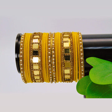 Beautiful Silky Velvet Turmeric Yellow Bangles