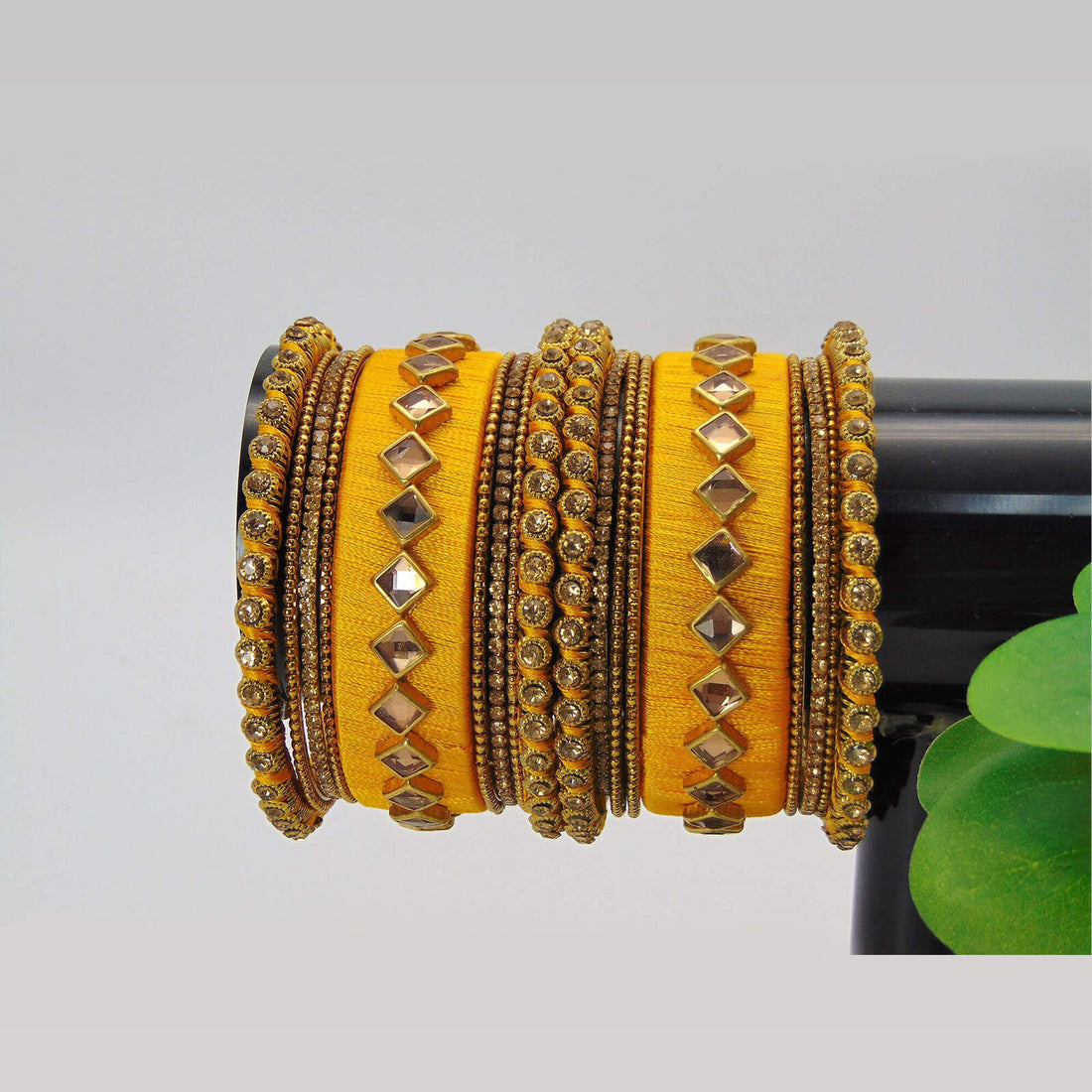 Beautiful Silky Threaded Yellow Bangles