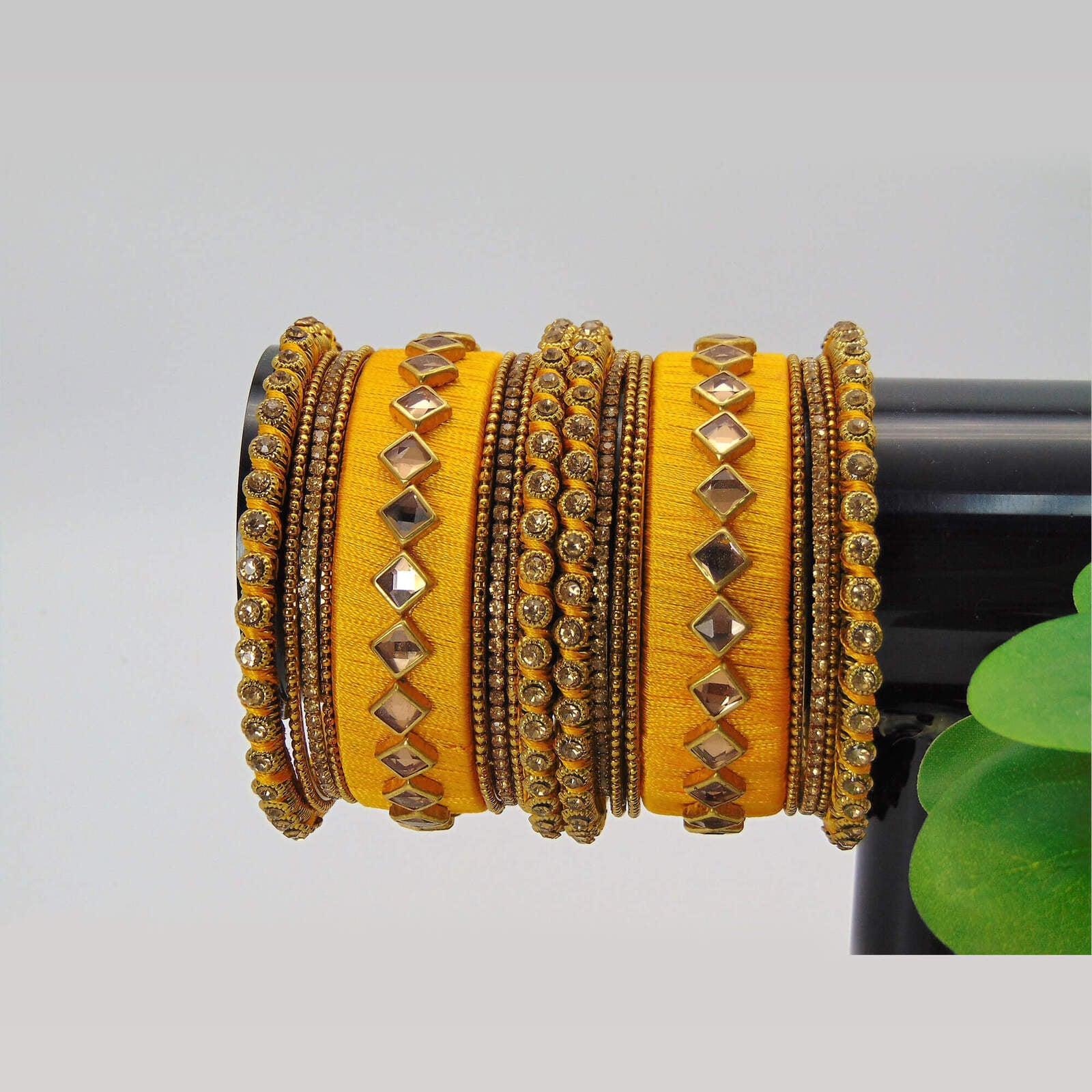 Beautiful Silky Threaded Yellow Bangles
