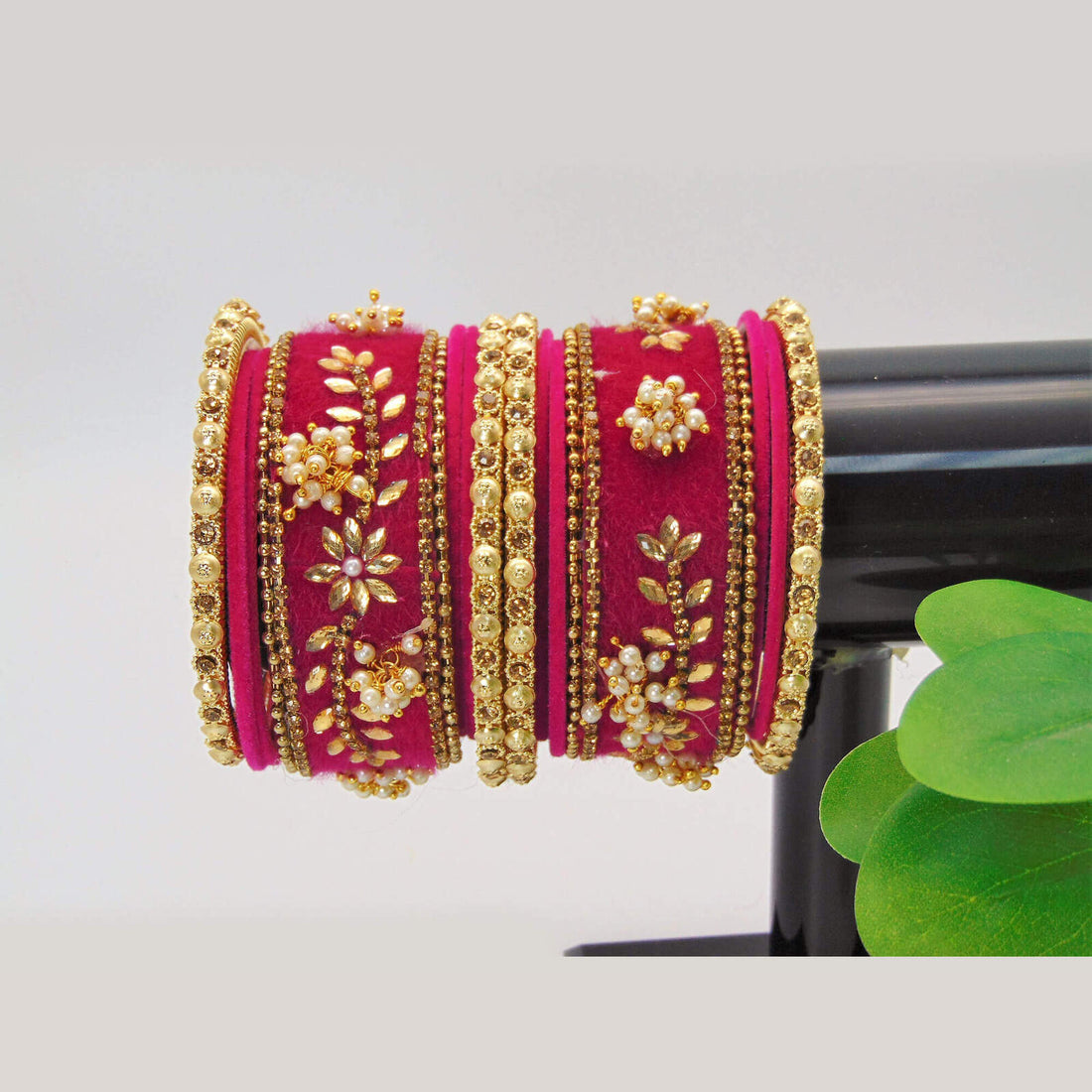 Beautiful Silky Velvet Magenta Bangles