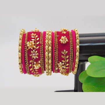 Beautiful Silky Velvet Magenta Bangles