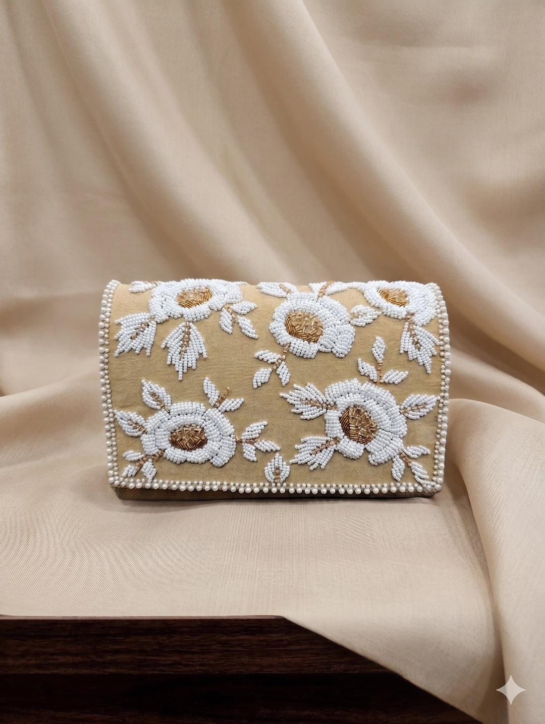 Champagne Ornate Blossom Clutch