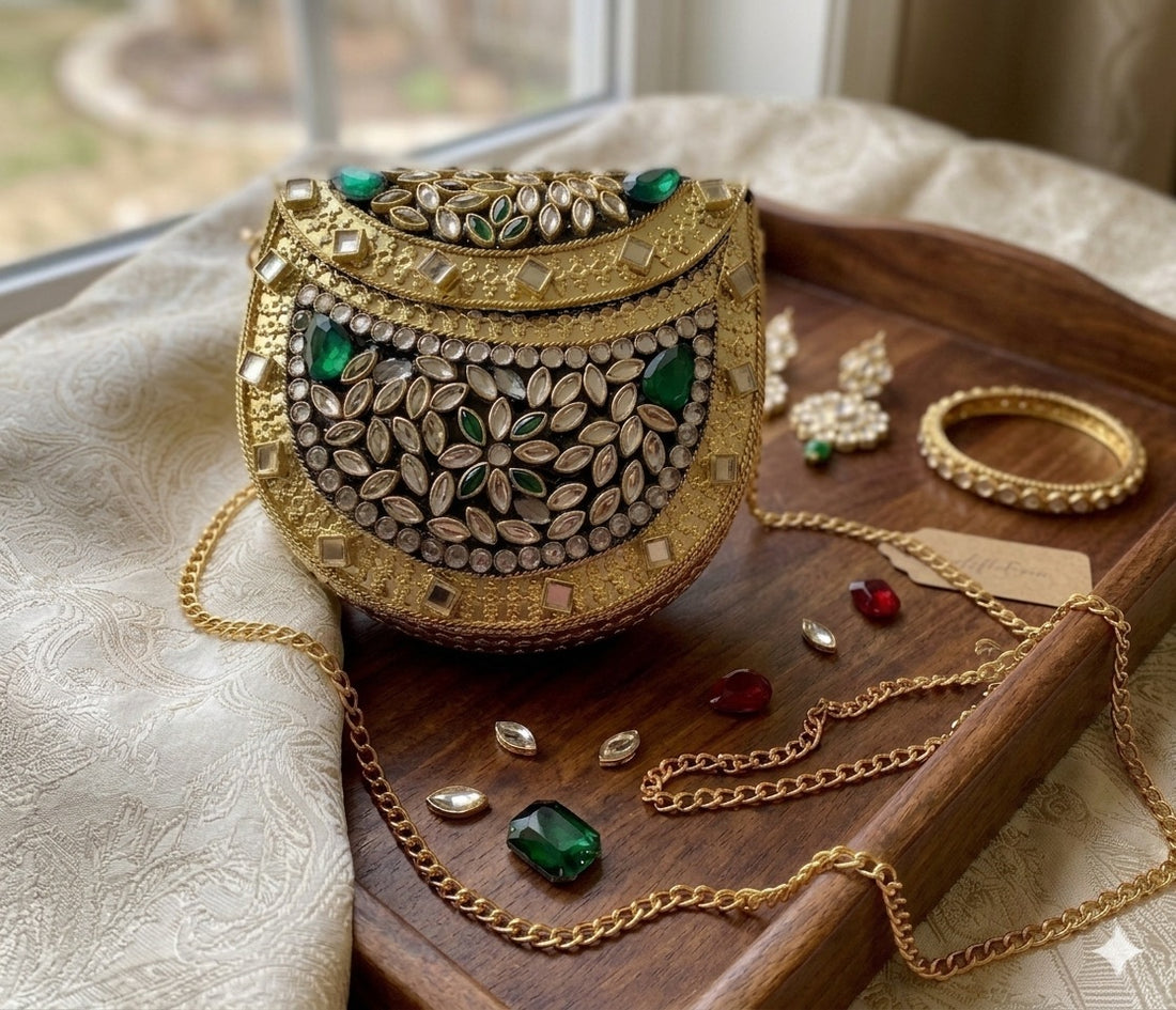Emerald Aura Antique Clutch