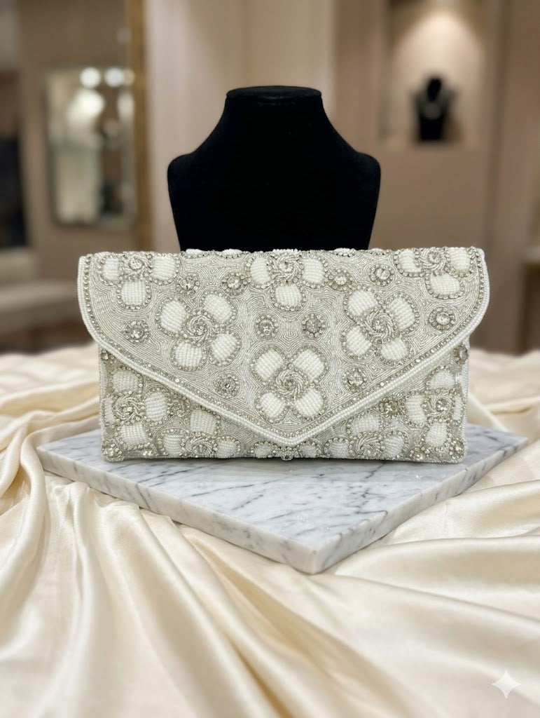 Floral Pearl Bridal Clutch