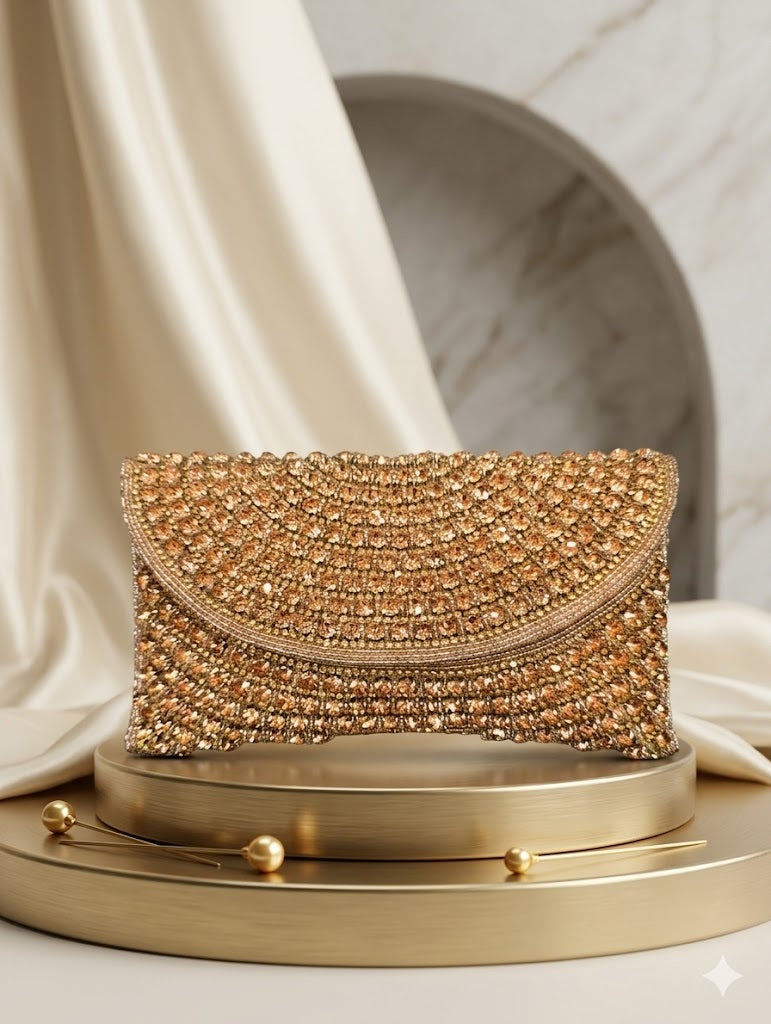 Golden Amber Crystal Clutch