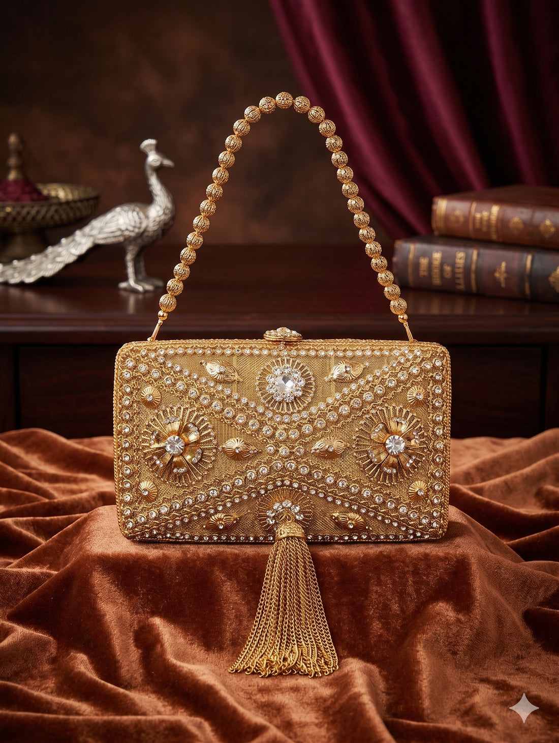 Handcrafted Gilded Lattice Clutch