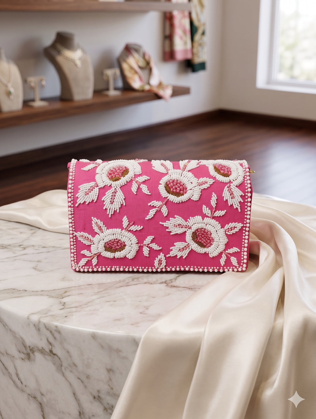 Hot Pink Ornate Blossom Clutch
