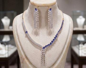 Asymmetrical Tanzanite & Cascading CZ Set