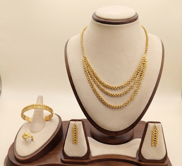 CZ crystal-embellished Gold- plated jewelry set (ring and bracelet)