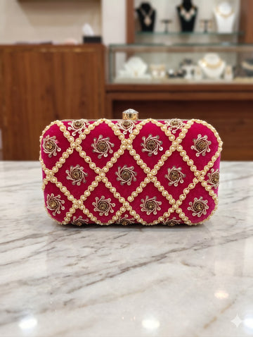 Imperial Fuchsia Box Clutch