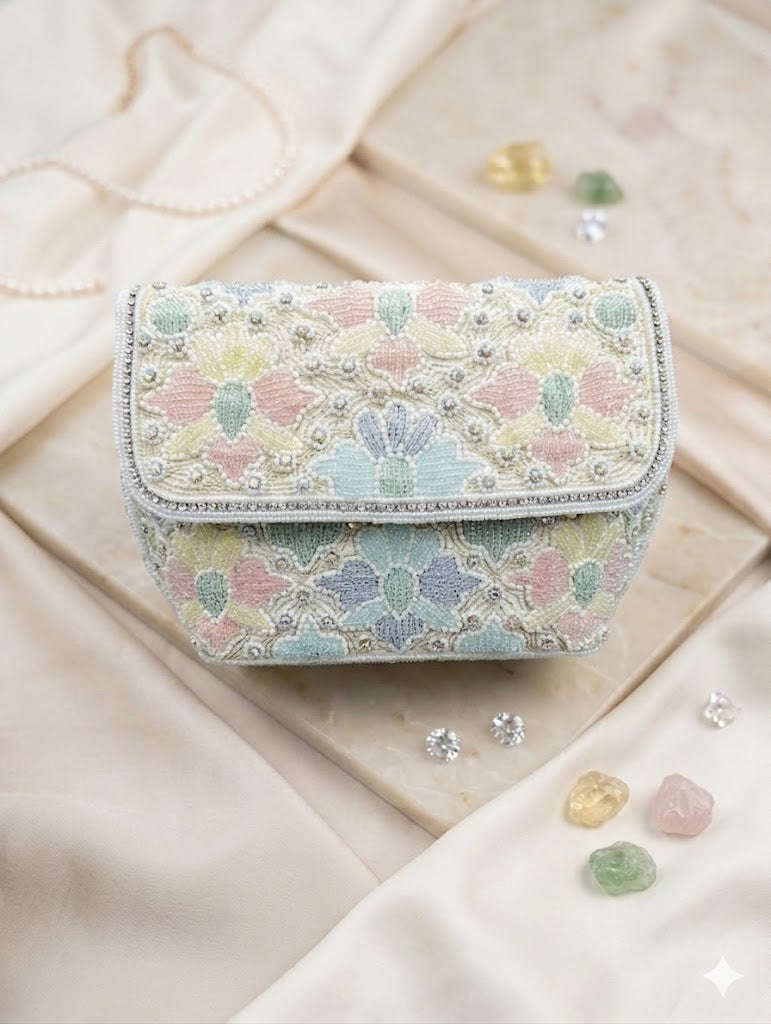 Intricate Crystal & Seed Bead Bag
