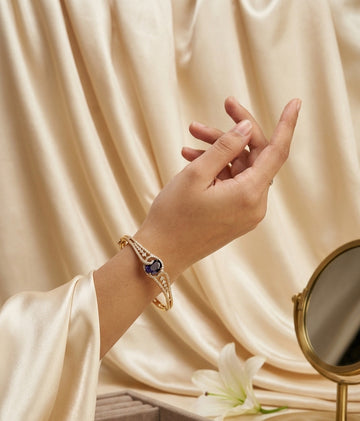 Luxurious Amethyst and Gold Statement Bracelet