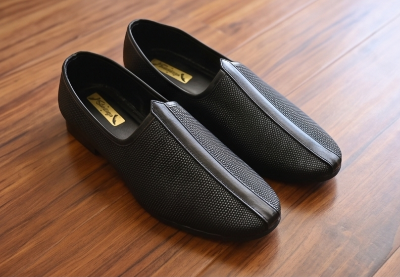 Embossed Brown Formal Slip-On Shoes
