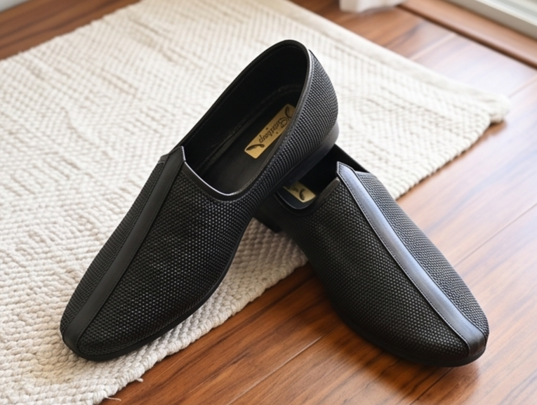 Embossed Brown Formal Slip-On Shoes