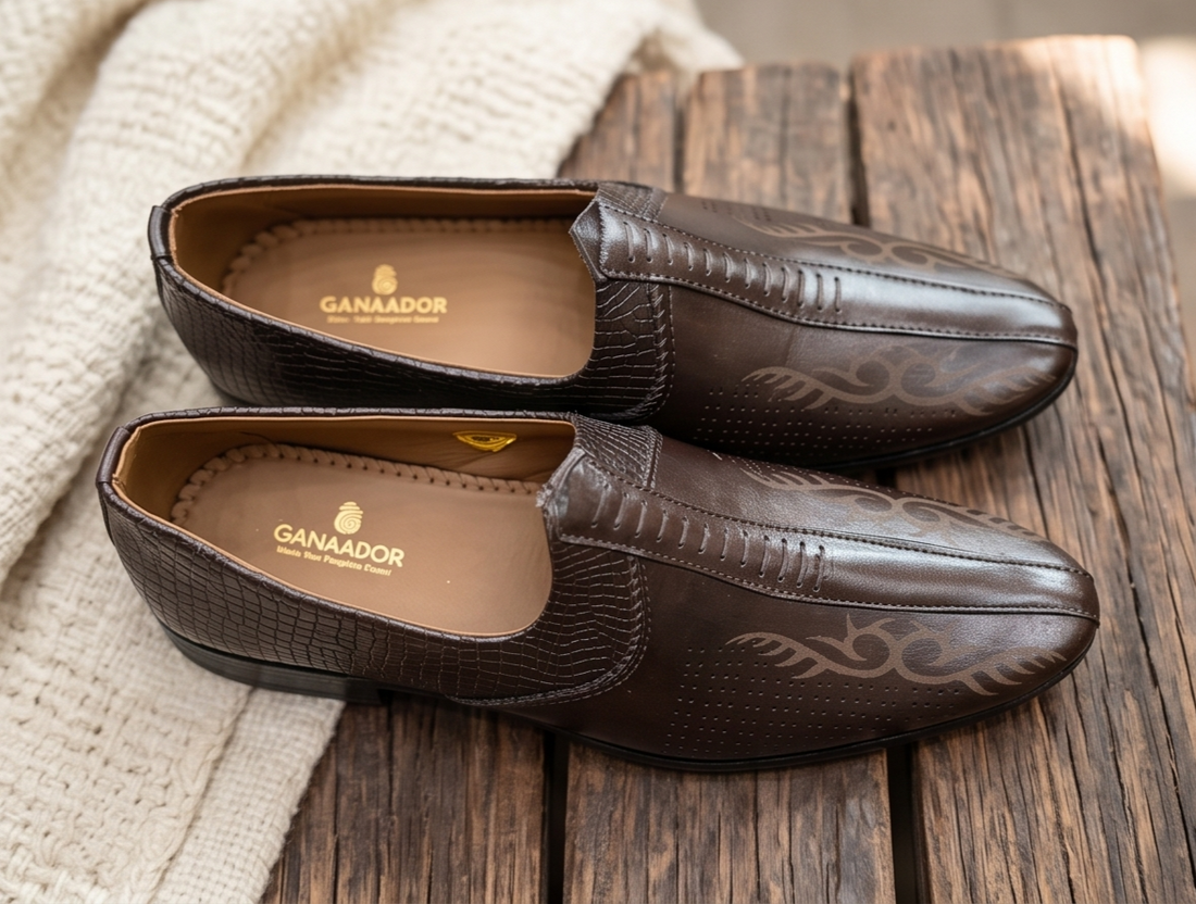 Textured Black Formal Slip-On Shoes