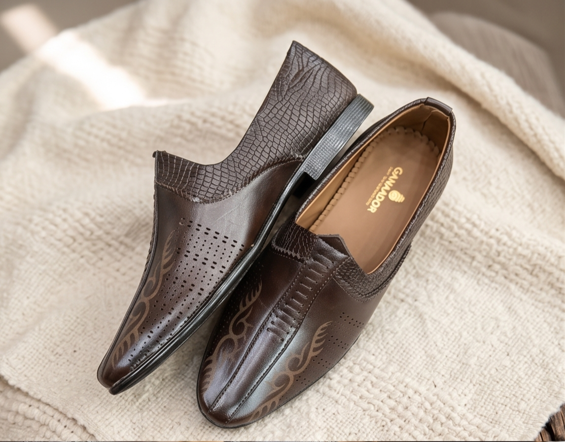 Textured Black Formal Slip-On Shoes