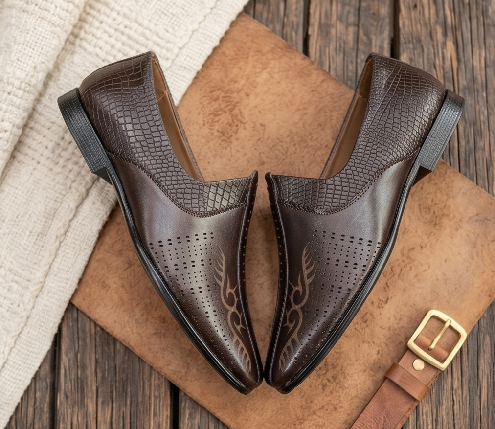 Textured Black Formal Slip-On Shoes