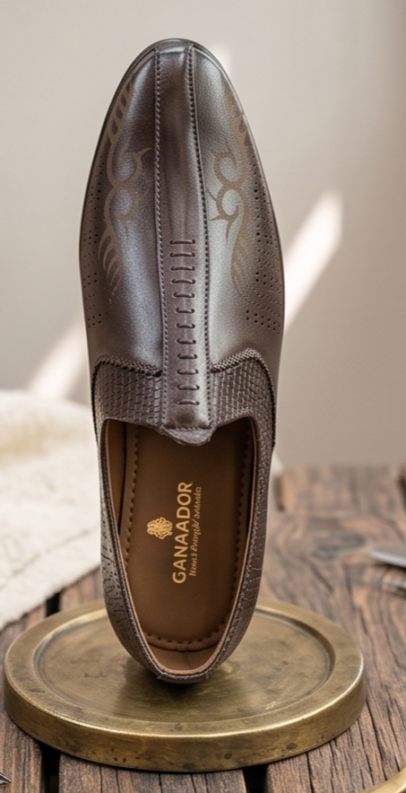 Textured Black Formal Slip-On Shoes