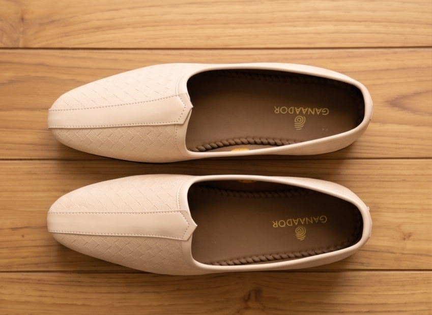 Woven Textured Beige Slip-On Shoes