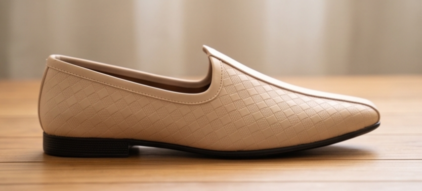 Woven Textured Beige Slip-On Shoes