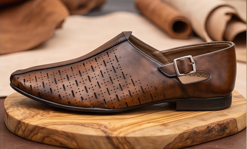 Burnished Tan Perforated Monk-Strap Formal Shoes