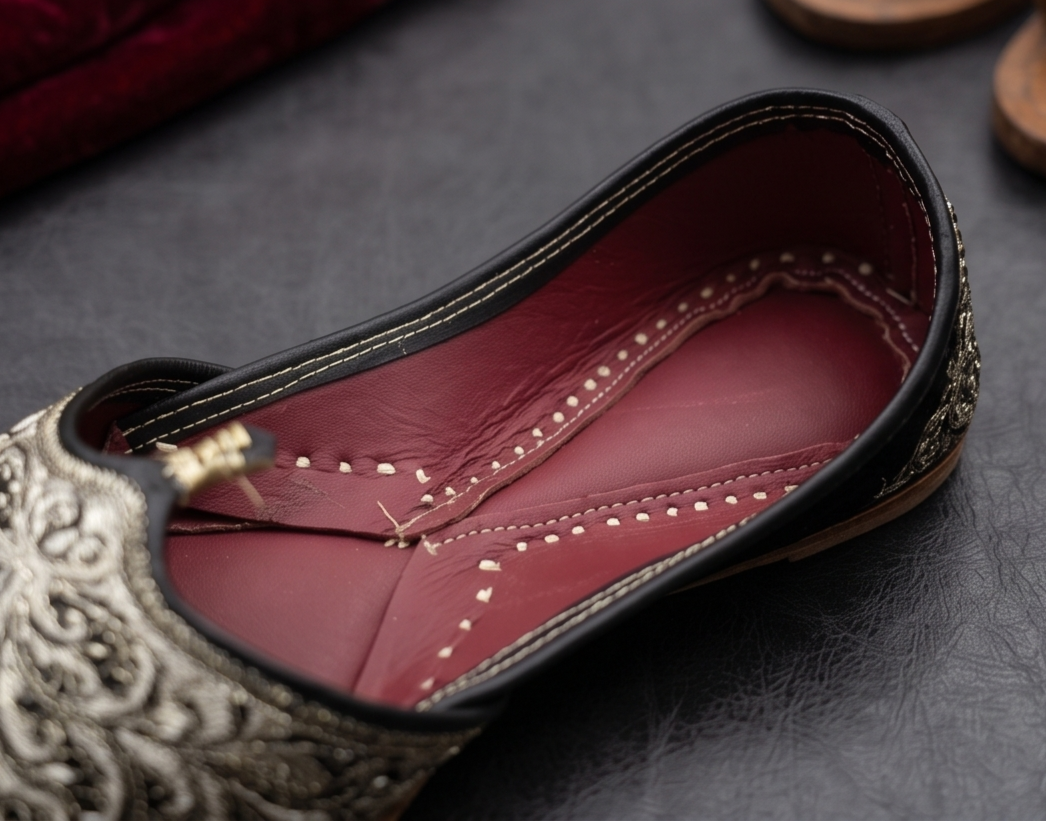 Ornate Black and Gold Embroidered Mojaris