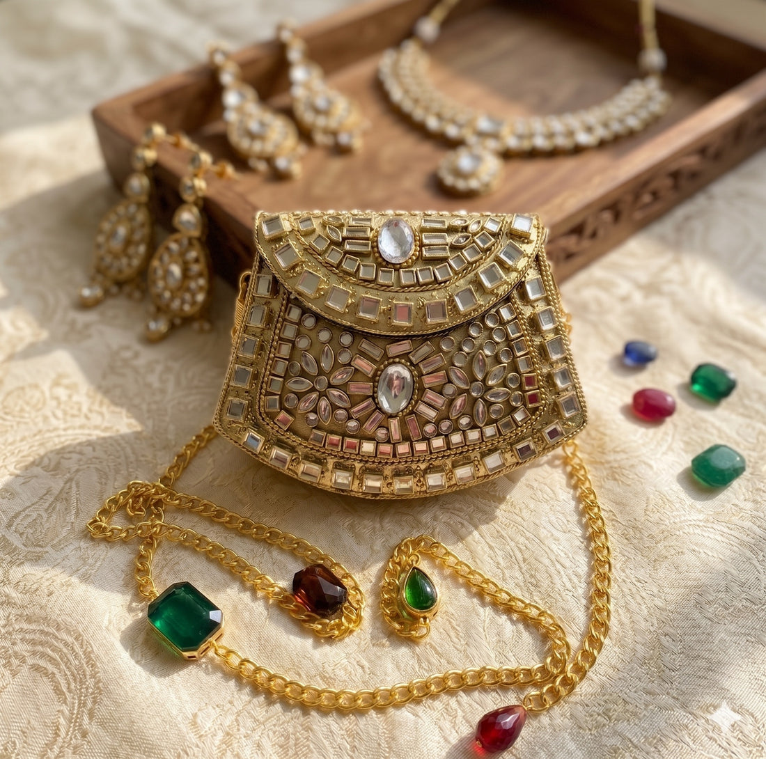Royal Heritage Stone-Embellished Clutch