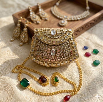 Royal Heritage Stone-Embellished Clutch