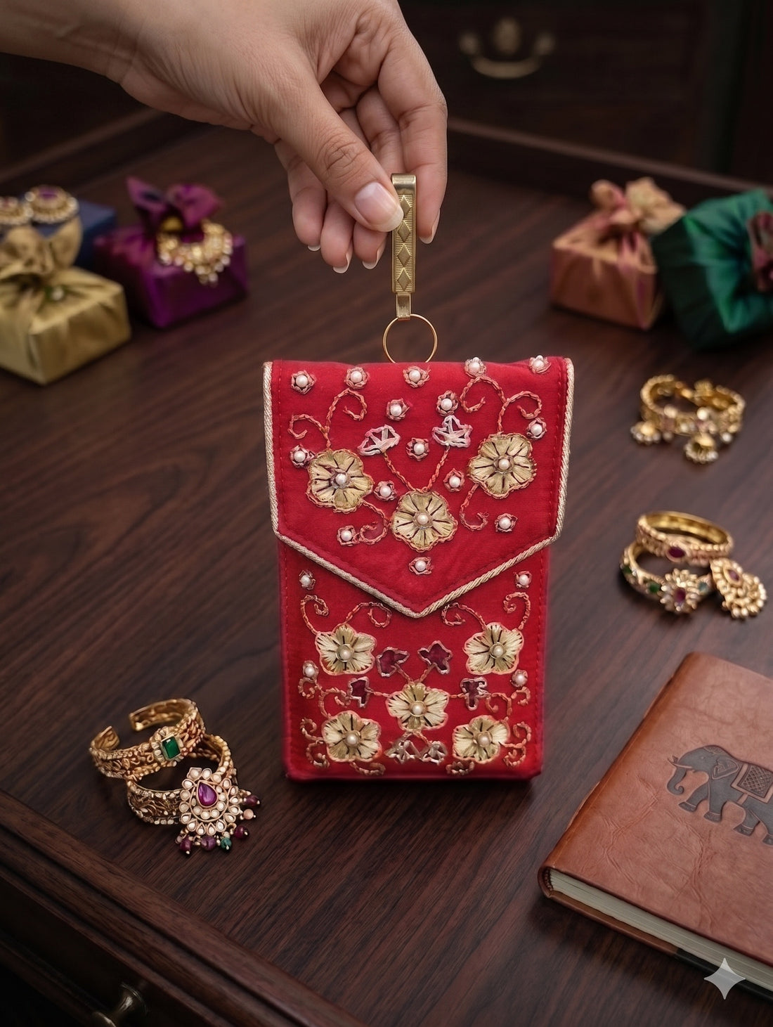The Gilded Flora Ethnic Pouch