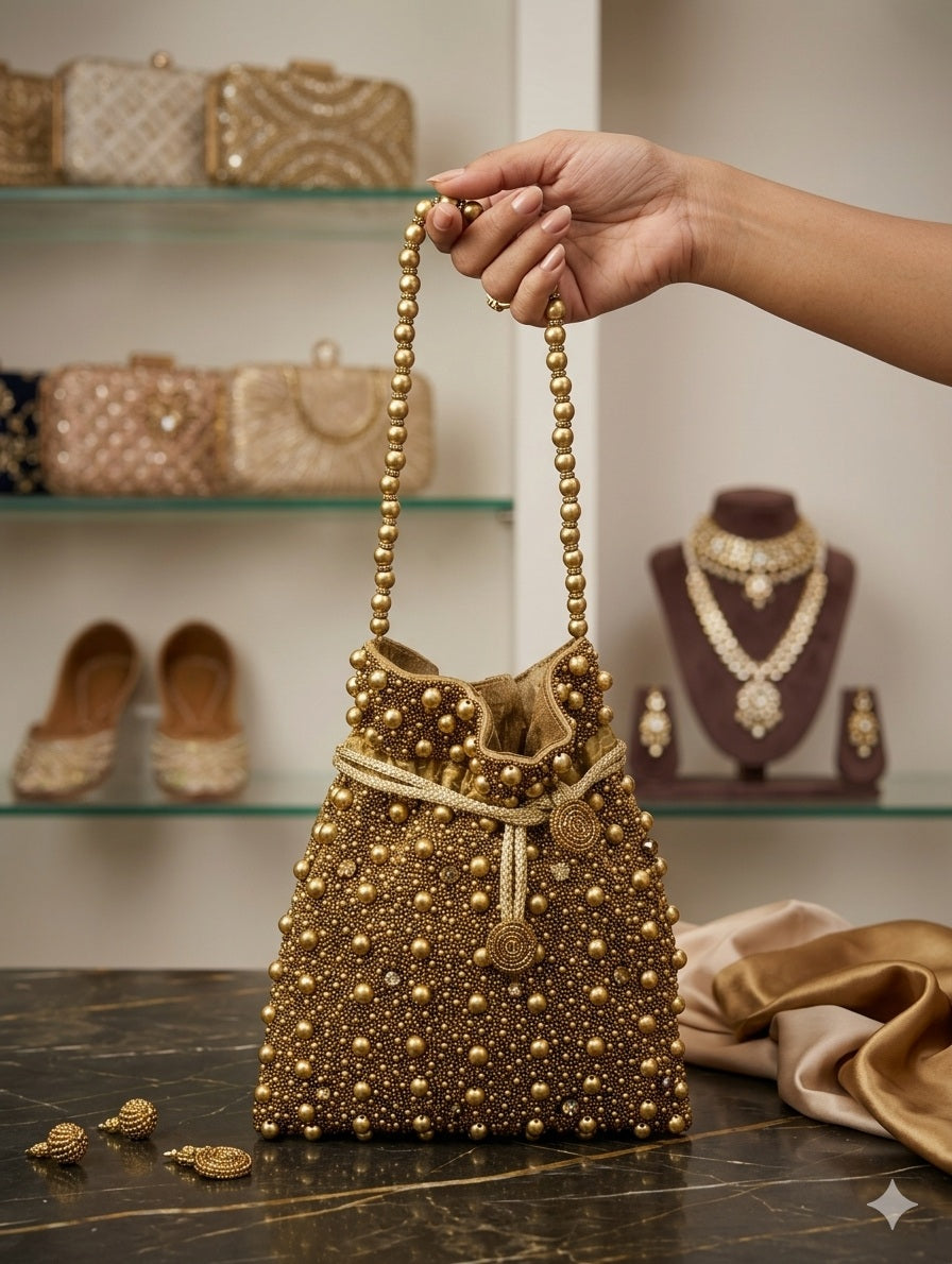 The Studded Gold Potli