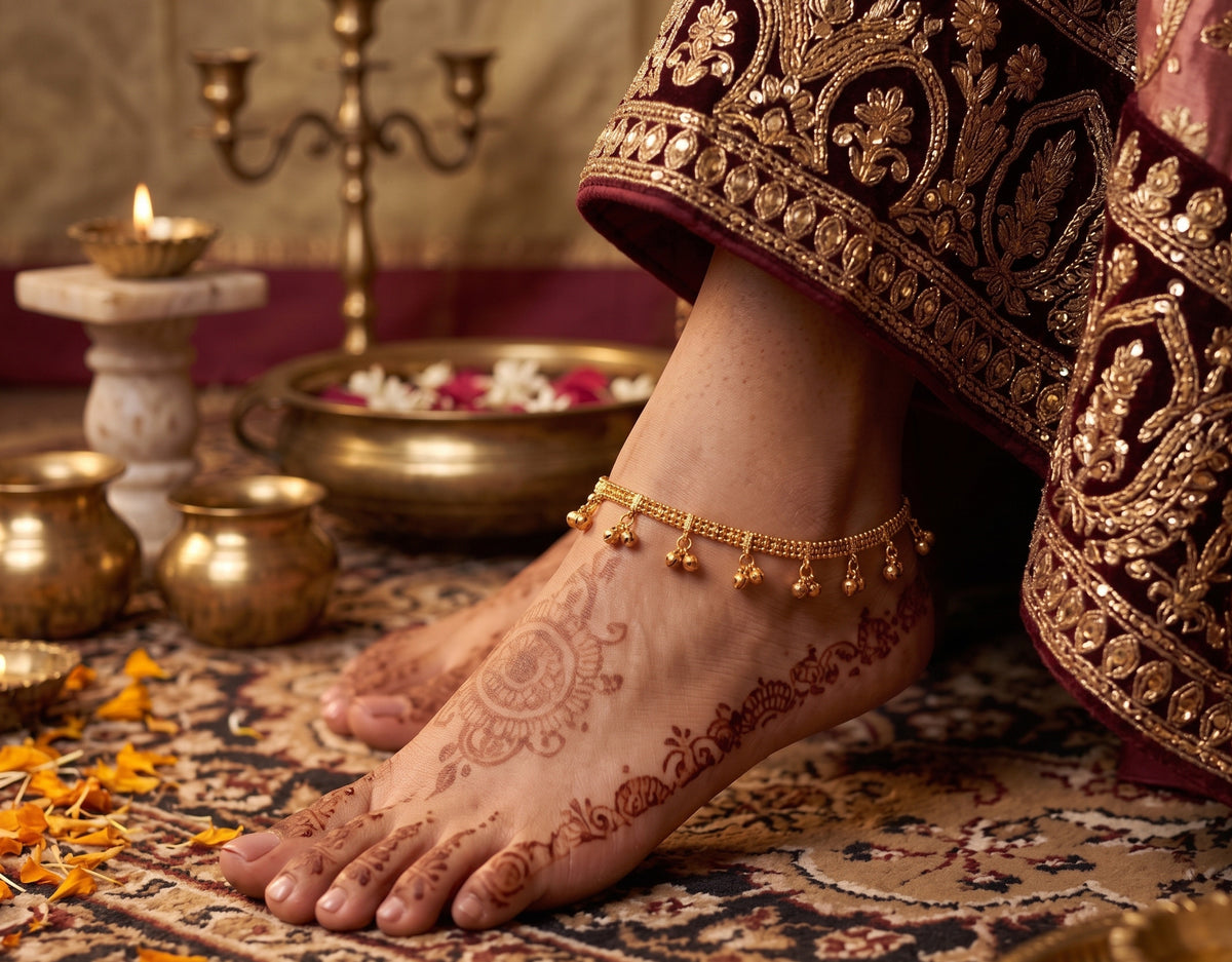 Traditional Indian Gold Ghungroo Anklet