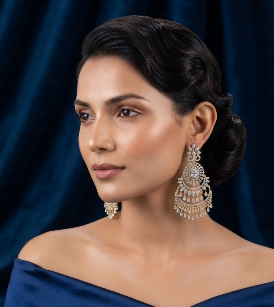 Gold long earring