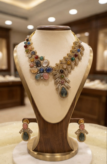 Moissanite stone necklace set 1