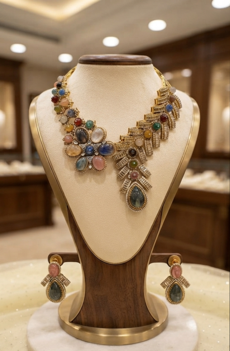 Moissanite stone necklace set 1