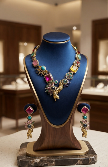 Moissanite stone necklace set 2