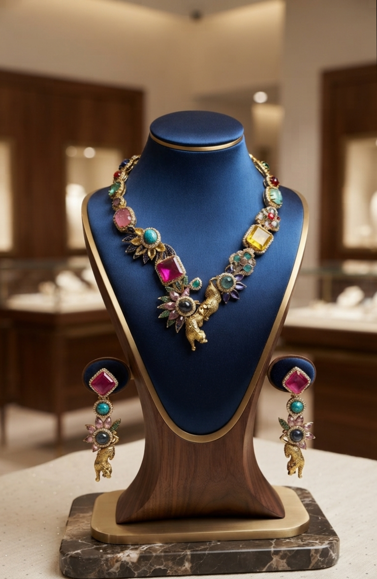 Moissanite stone necklace set 2