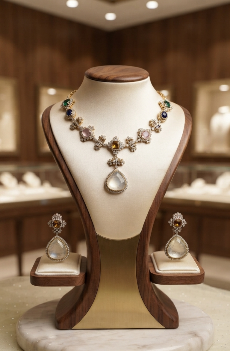 Moissanite stone necklace set 3