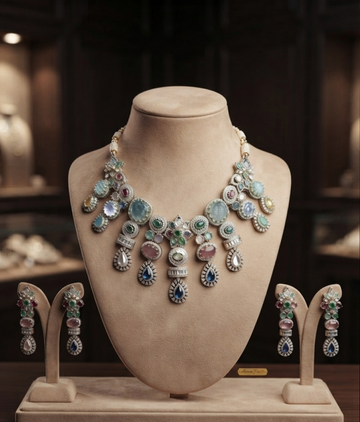 Moissanite stone necklace set 4