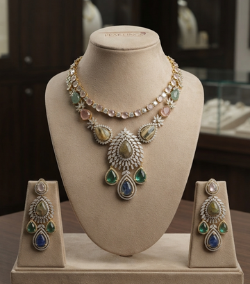Moissanite stone necklace set 5