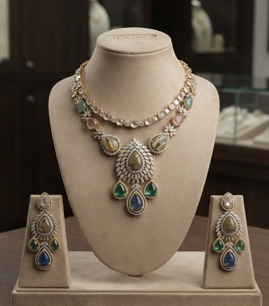 Moissanite stone necklace set 5